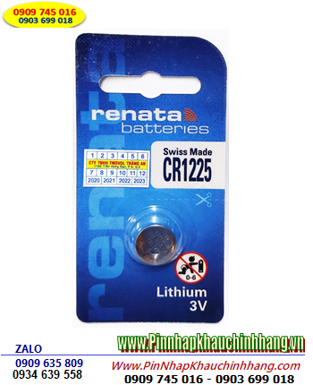 Renata CR1225; Pin 3v Lithium Renata CR1225 chính hãng _Made in Swiss (Loại Vỉ 1viên)